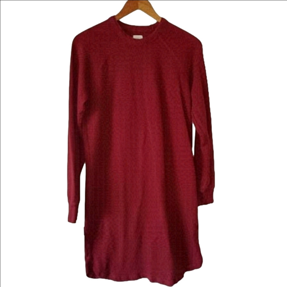 Core crewneck straight fit  longsleeve Sweatshirt Dress, Small, Burgundy